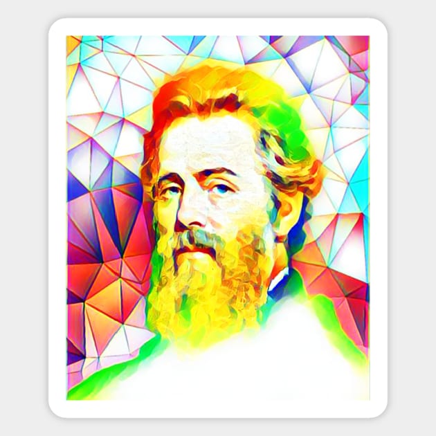 Herman Melville Colourful Portrait | Herman Melville Artwork 12 Magnet by JustLit